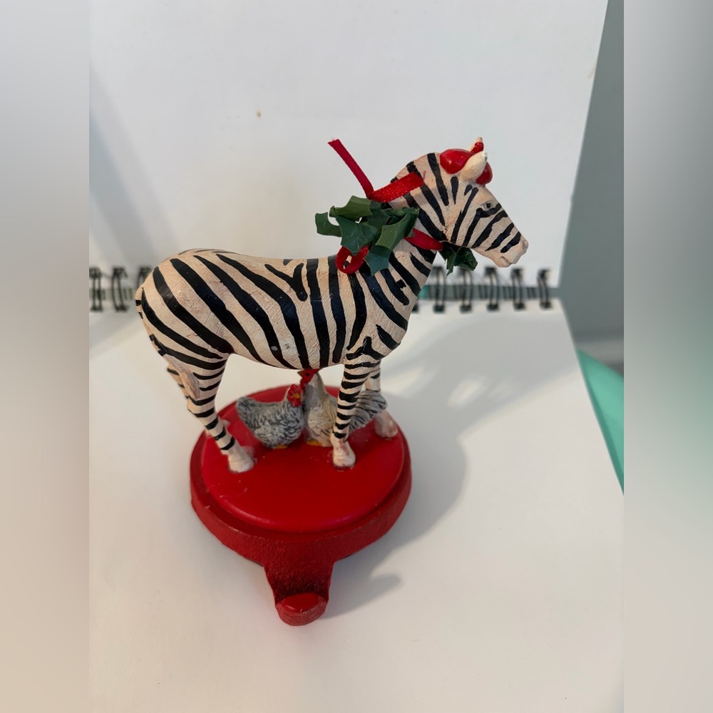 Vintage Rare Kate McRostie Zebra and Chickens Christmas Stocking Holder